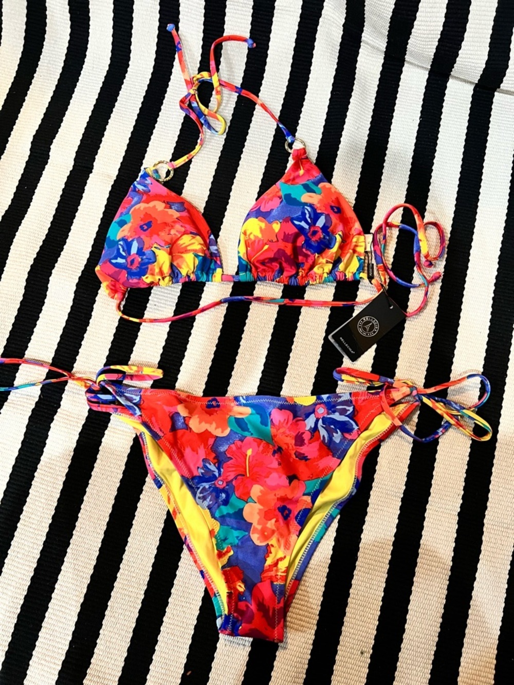 RELLECIGA Red Floral Tie-Side Bikini Set
